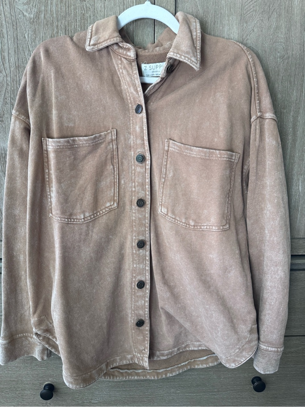 Z Supply Chestnut Brown Button-Front Utility Shacket